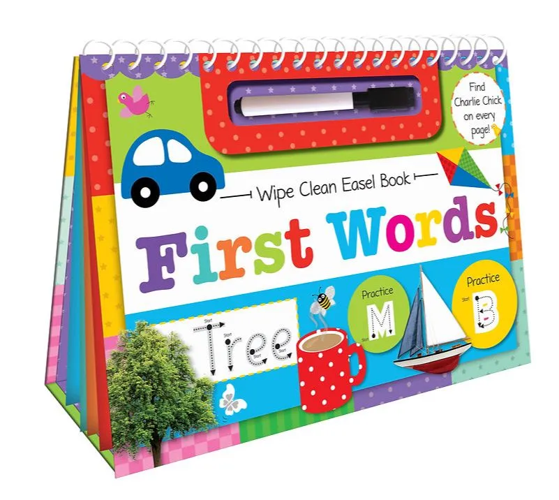 WIPE CLEAN EASEL BOOK WITH PEN FIRST WORDS