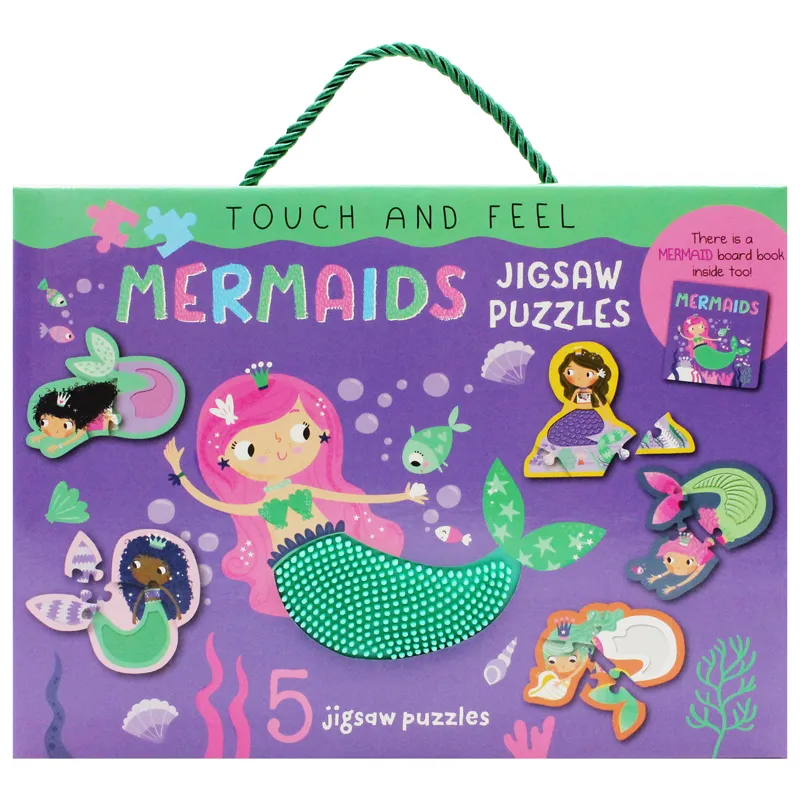 TOUCH AND FEEL PUZZLE AND BOOK SET MERMAIDS