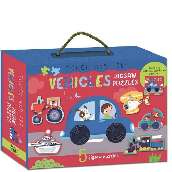 TOUCH AND FEEL PUZZLE AND BOOK SET VEHICLES