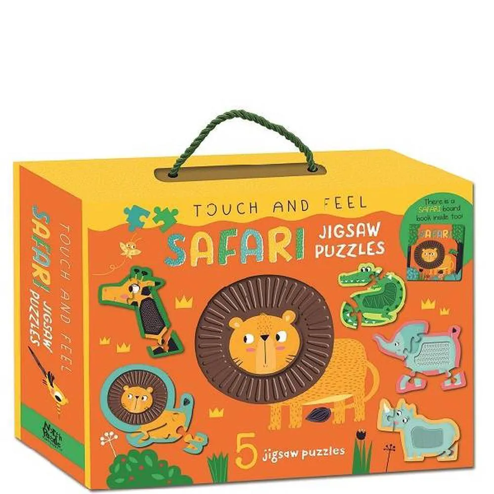 TOUCH AND FEEL PUZZLE AND BOOK SET SAFARI
