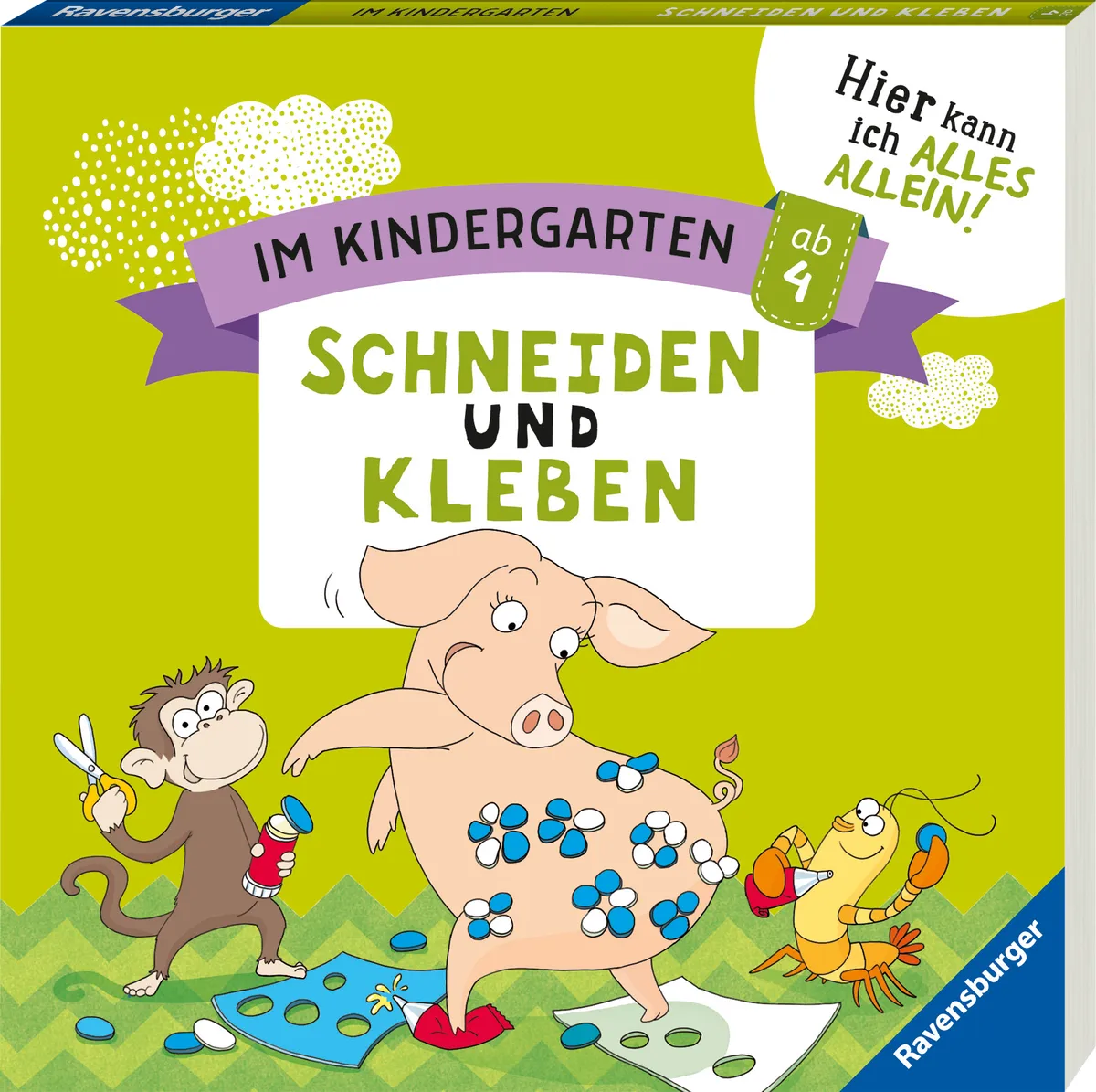 Im Kindergarten: Schneiden und Kleben.