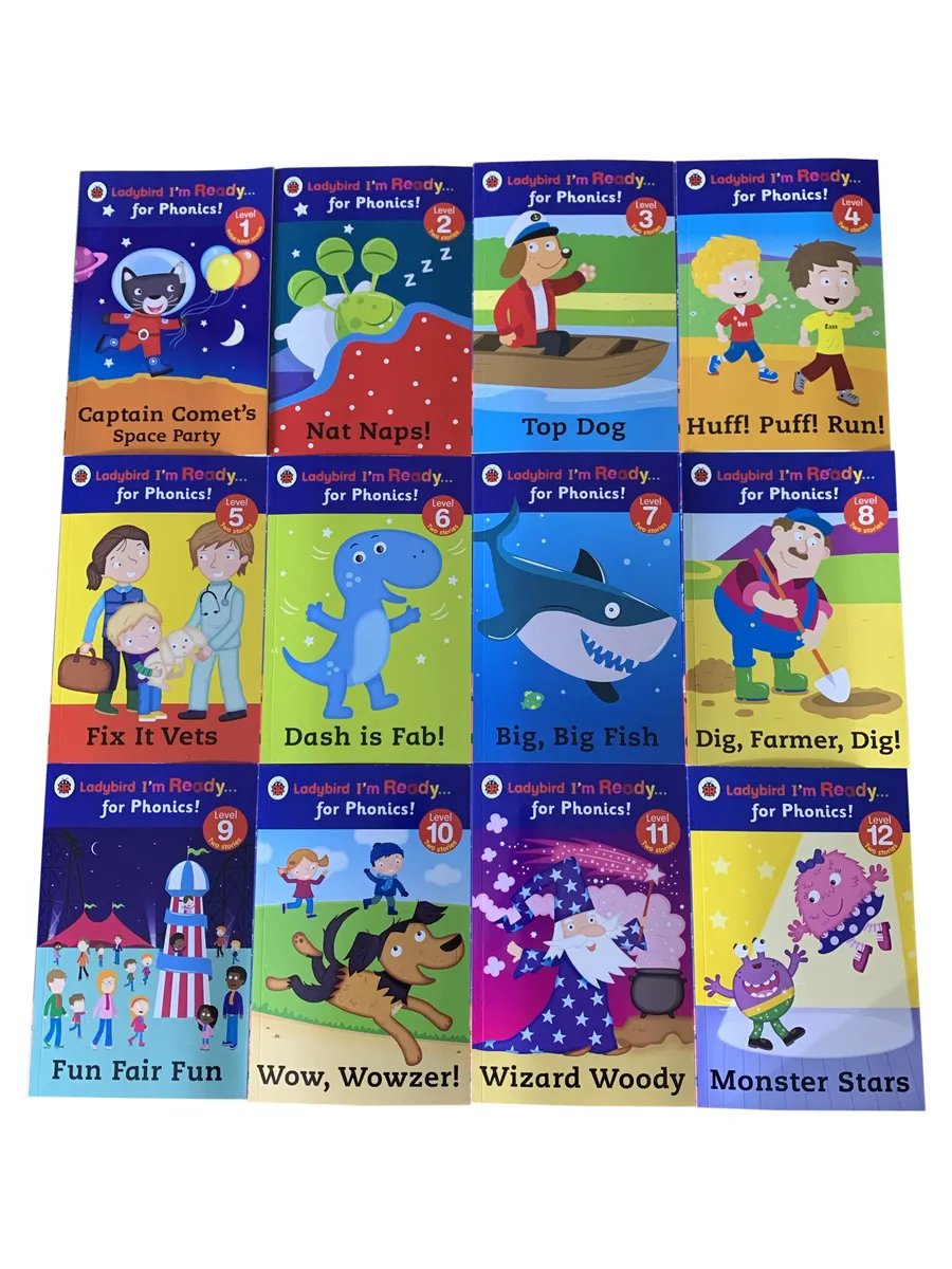 Ladybird I'm Ready for Phonics 12 Books Children Collection Set Level 1 to 12